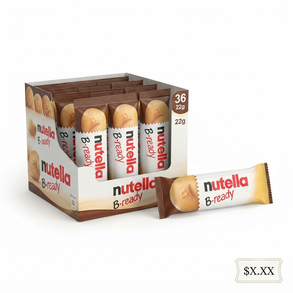 22g x 36 Nutella B-Ready Hazelnut Chocolate Spread Filled Cereal Bar Snack Bulk