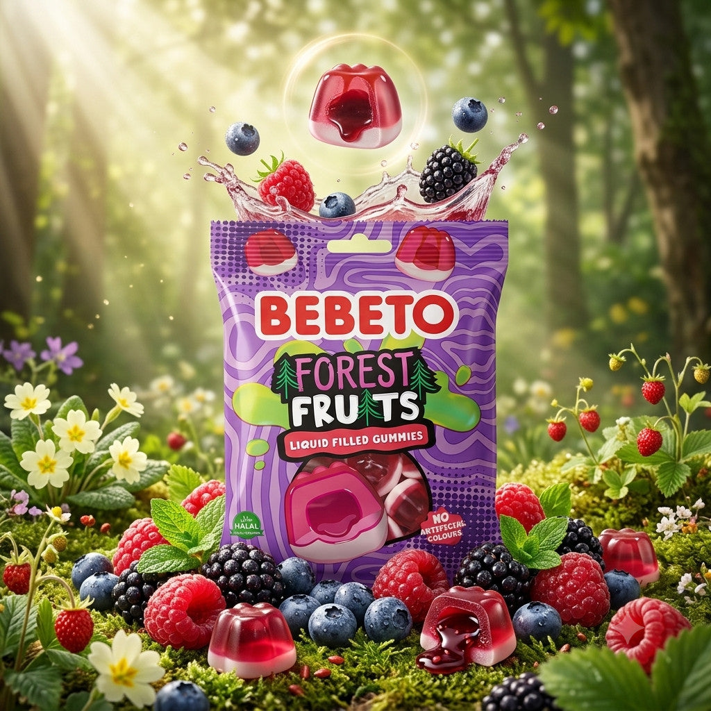 Bebeto Forest Fruits Liquid Filled Gummies 130g x 10 | Halal Sweets