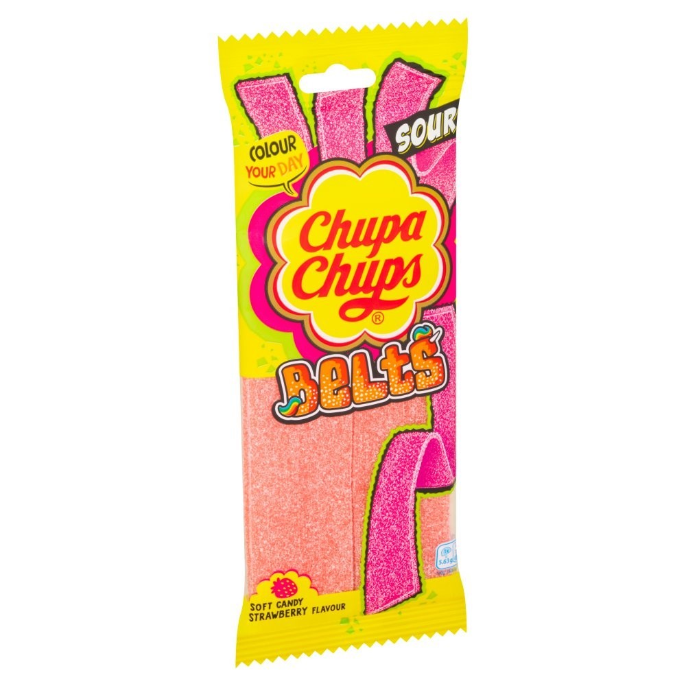 Chupa Chups Soft Candy Belts 90g x 18 | Strawberry, Green Apple & Mixed Fruit