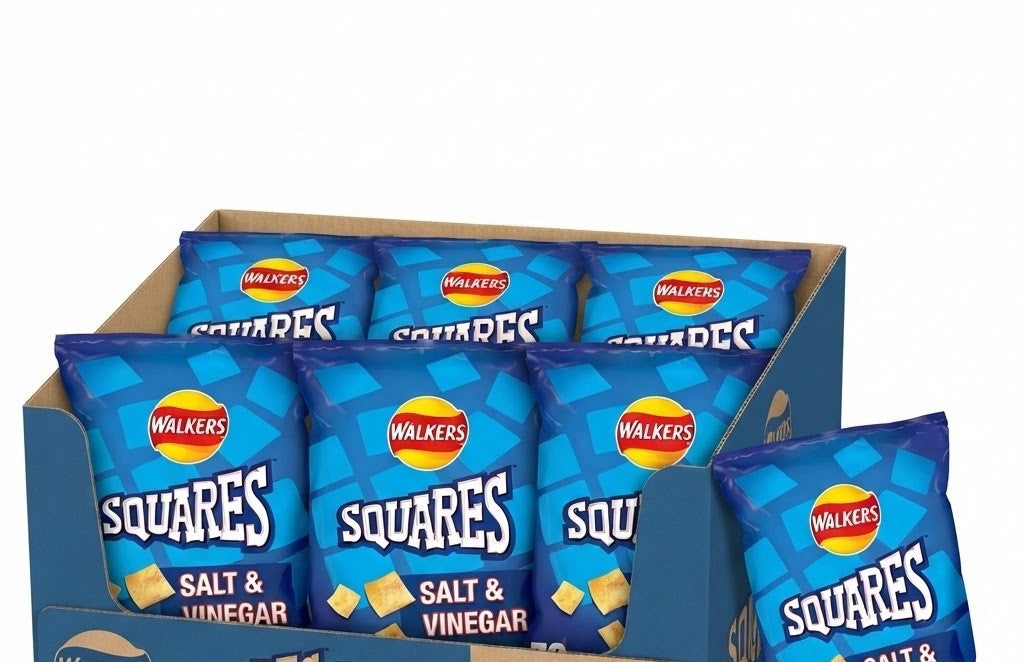 Walkers Squares Salt & Vinegar Crisps 72g x 18 | Multipack Box | UK