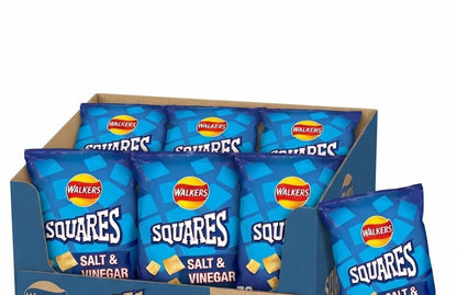 Walkers Squares Salt & Vinegar Crisps 72g x 18 | Multipack Box | UK