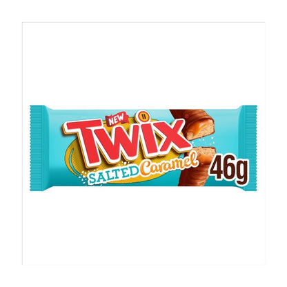 46g x 30 Twix Salted Caramel Milk Chocolate Bar Bulk Box Biscuit & Caramel Snack