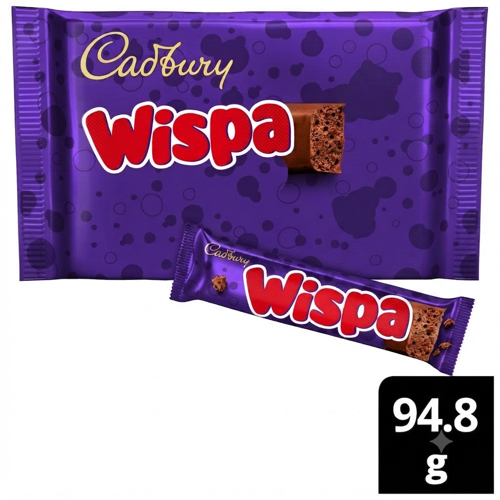 Cadbury Wispa Chocolate Bar Bulk Box Multi-Pack 11x (4x 23.7g) UK Import Fresh