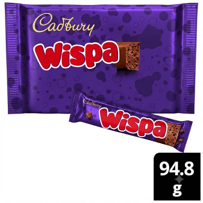 Cadbury Wispa Chocolate Bar Bulk Box Multi-Pack 11x (4x 23.7g) UK Import Fresh