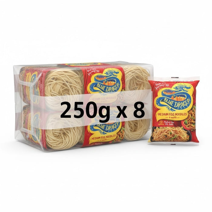 Blue Dragon Medium Egg Noodles 250g x 8 | Chinese Stir-Fry Noodles