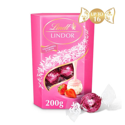 Lindt Lindor Strawberries & Cream Chocolate Truffles 200g | 1 or 8 Box