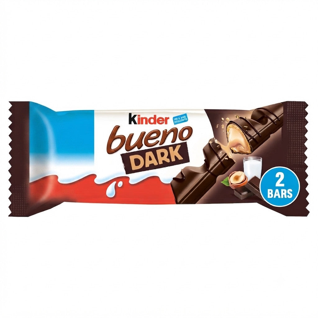 Kinder Bueno Dark Chocolate Bars 43g x 30 Bulk Box Hazelnut Cream Crispy Wafer
