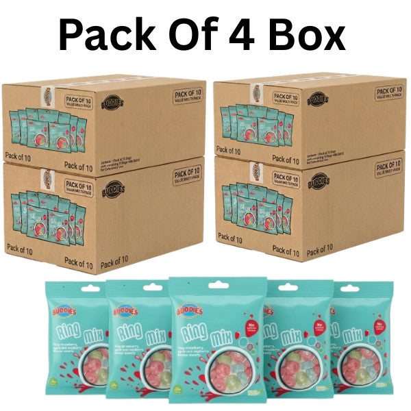 BUDDIES Ring Mix Sweets 160g x 10 | Halal, Vegan & Vegetarian