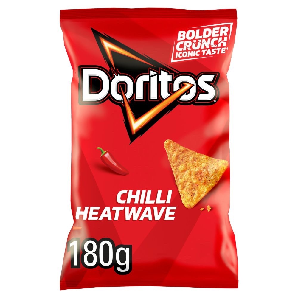 Doritos Chilli Heatwave Tortilla Chips 180g x 12 | Intense Chilli Sharing Crisps