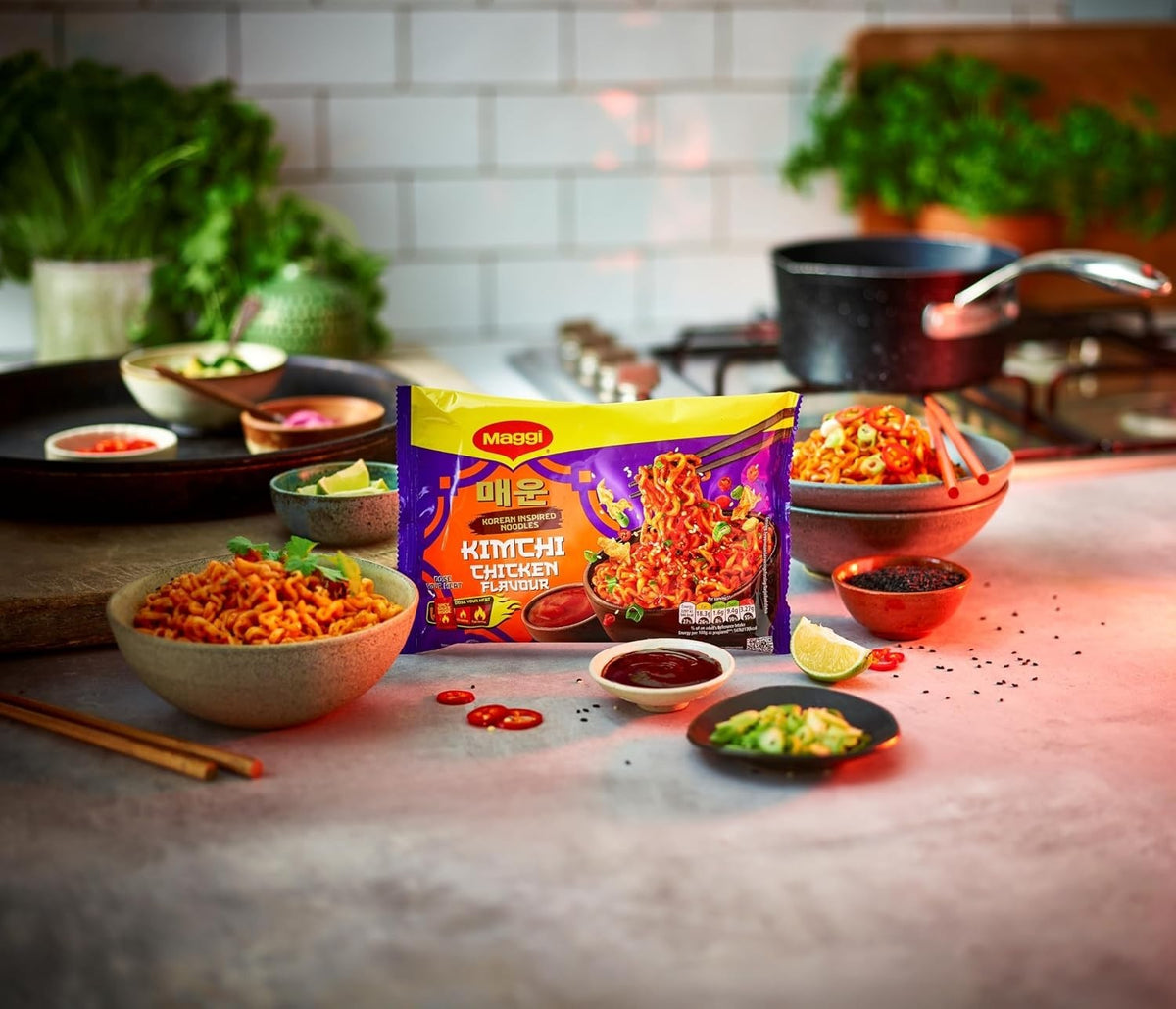 Maggi Korean Inspired Noodles 130g x 6 | Kimchi Chicken, Spicy Cheese or Gochujang Beef
