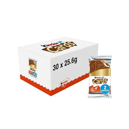 26g x 30 Kinder Cards Milk Chocolate Wafer Biscuits Snack Bar Twin Pack Bulk Box