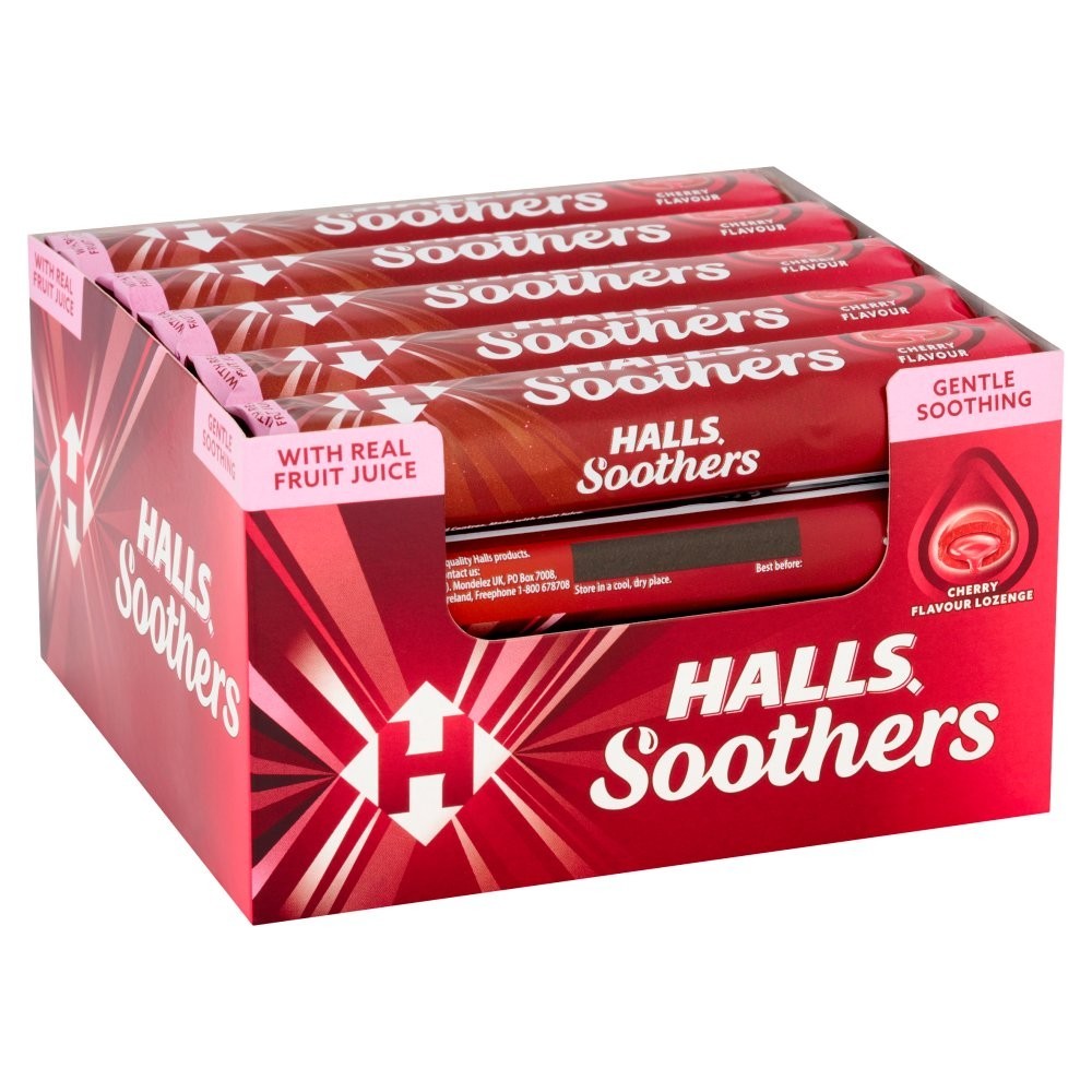 Halls Soothers Cherry Lozenges 45g x 20 | Real Fruit Juice
