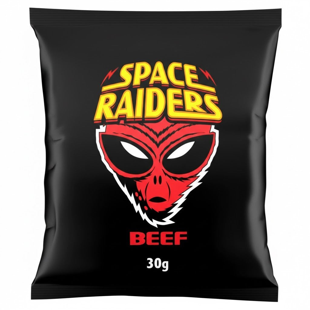 Space Raiders Crisps 30g x 36 | Beef, Pickled Onion or Saucy BBQ